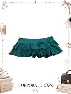 Pleated Mini Skirt Low Rise A-Line Polyester Blend
